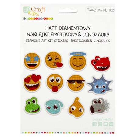 HAFT DIAMENTOWY - NAKLEJKI EMOTIKONY & DINOZAURY