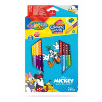Kredki ołówkowe trójkątne dwustronne 12szt / 24 kolory Colorino Disney Mickey Mouse