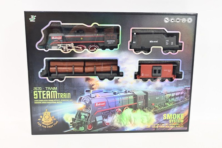 Zestaw z pociągiem 48 el. B/O, dym, światło i dźwięk, tor: 92,5x92,5cm