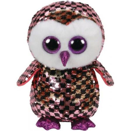 Ty Boos Cekinowa różowoczarna sowa 24cm