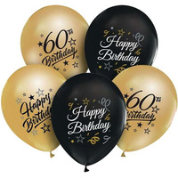 Balony Premium 'Happy Birthday 60', metaliczne, 12' / 6 szt.