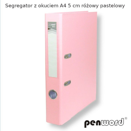 SEGREGATOR Z OKUCIEM A4 5 cm RÓZOWY PASTELOWY