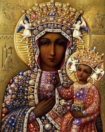 DIAMENTOWA MOZAIKA ŚWIĘTE MATKA BOSKA CZĘSTOCHOWSKA 30X40cm