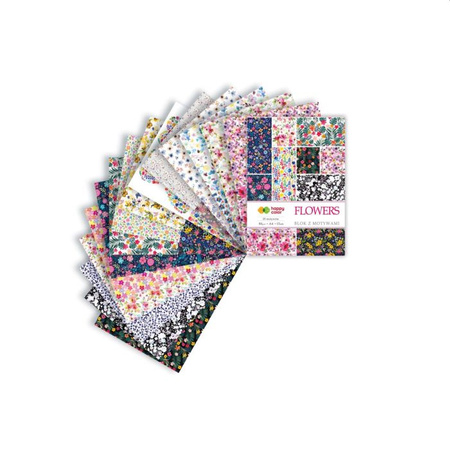 Happy Color Blok z motywami FLOWERS, 80g/m2, A4, 15 ark, 25 motywów