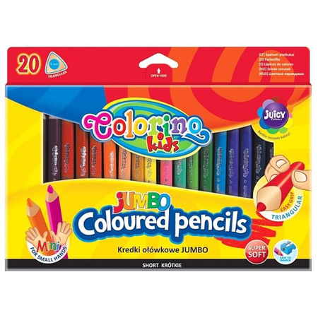 KREDKI 20 KOLORÓW TRÓJKĄTNE JUMBO KRÓTKIE