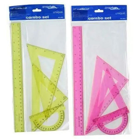 ZESTAW KREŚLARSKI LINIJKA 2EKIERKI KĄTOMIERZ