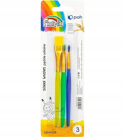 Pędzle szkolne kolorowe 3 szt. GR-PK03 FIORELLO