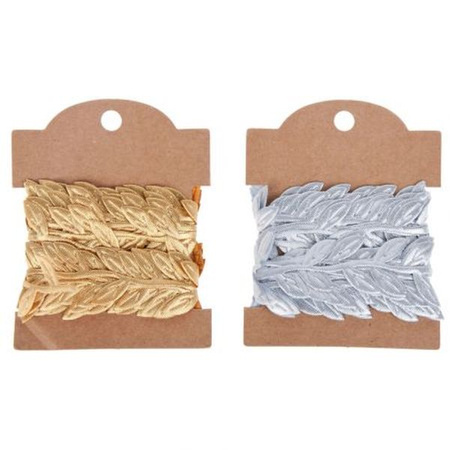 CF OZDOBA DEK TASMA LISTKI 2M/2,5CM ZLOT 12/288