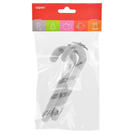 Brokatowe laski choinkowe srebrne (2 szt.)