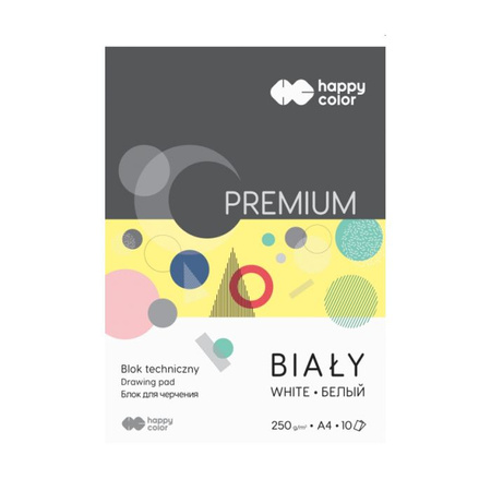 Happy Color Blok techniczny  A4- białe kartki Premium 250g