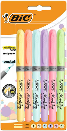 Bic Zakreślacz Highlighter Grip Pastel 6 kolorów