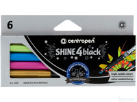 Zestaw Markerów metalicznych Centropen „Shine 4 Black' 2590, 6szt w op