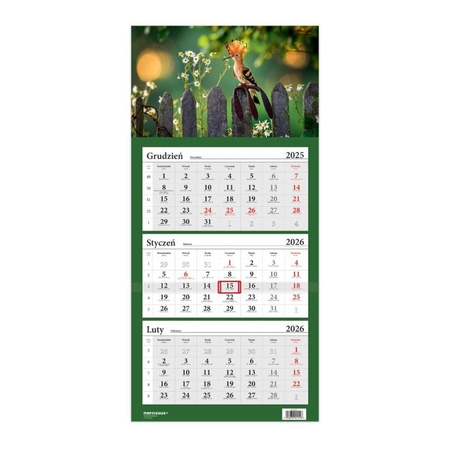 Kalendarz 2026 trójdzielny Ptak dudek