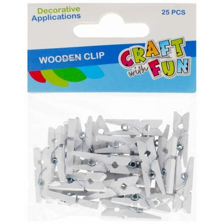 OZDOBA DREWNIANA SPINACZ 25SZT 2,5CM BIAŁE CF12 144