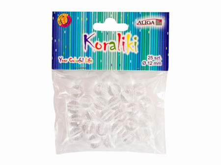 Koraliki PJ-0637 plastikowe, dekoracyjne, rozm.12mm, op.25szt.