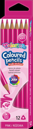 KIDS KREDKI OŁÓWKOWE TRÓJKĄTNE 12 SZTUK / RÓŻOWE / COLORINO /12/