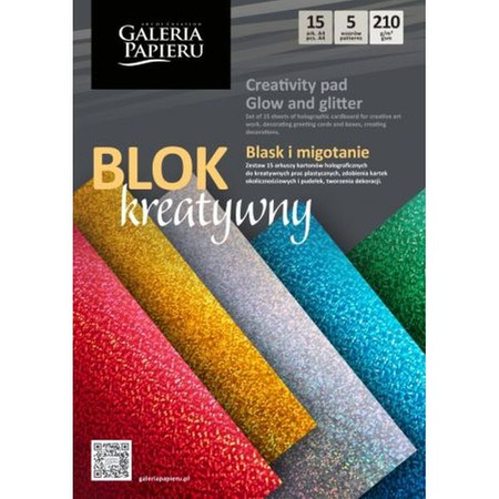 Blok A4 mix kartonów holograficznych BLASK i MIGOTANIE 15 ark./op. 210