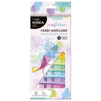 Farby akrylowe 12 kolorów 12 ml pastelowe w tubie Kidea