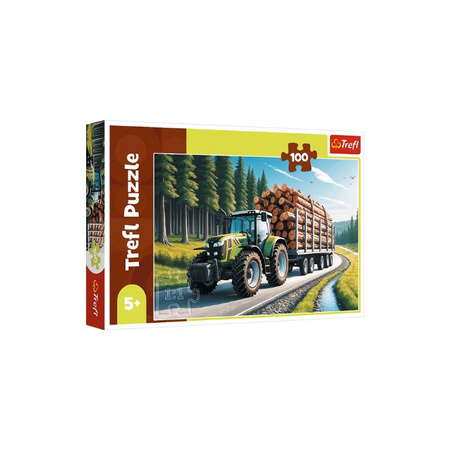 Puzzle 100 el. Ciągnik leśny