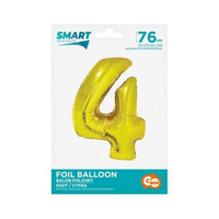 Balon foliowy Smart, Cyfra 4, złota, 76 cm
