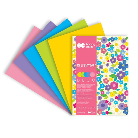 Happy color Blok kreatywny- deco SUMMER- wzory letnie, A4-170g