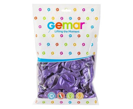 Balony GM90 metalizowane 10' 26cm - fioletowe 034/ 100 szt.