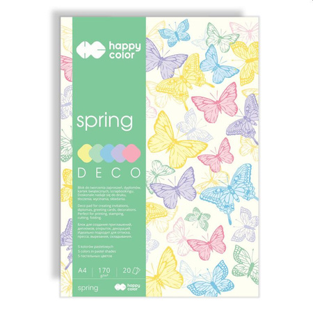 Happy color Blok kreatywny- deco SPRING- wzory wiosenne, A4-170g