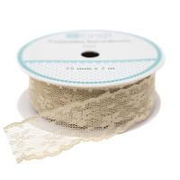 TASIEMKA KORONKOWA, 2,5 CM X 2M BEŻOWA