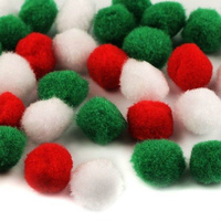 Pompony POM42 10mm białe, czerwone, ziel