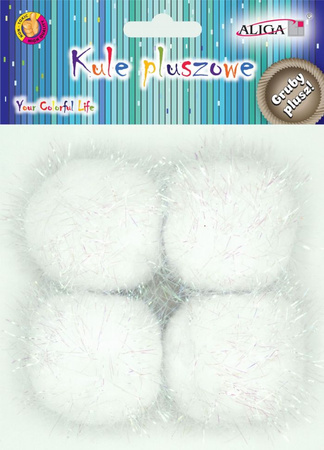 Kule pluszowe POM-3202 metalizowane perłowe. Op. 4 szt., śr.  5 cm.  