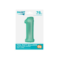 Balon foliowy Smart, Cyfra 1, miętowa matowa, 76 cm