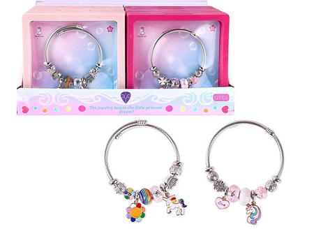Bransoletka z aplikacjami, charms, 11x11cm W/B, display 12szt; 23x13x11cm, Box