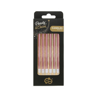 Świeczki na tort B&C metaliczne różowo-złote, 13.5x0.4 cm, 6 sztuk Godan