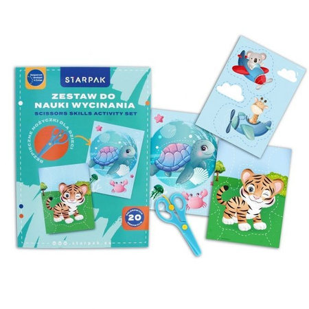 Zestaw do nauki wycinania A4 + nożyczki Animals