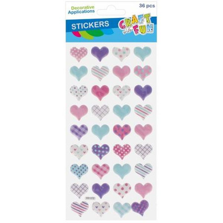 OZDOBA DEK NAKLEJKI PUFFY SERCE 36SZT CF 12 288