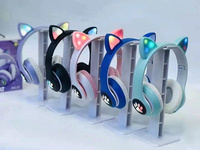 słuchawki bezprzewodowe, ze światłem, z uszami, kabelek USB