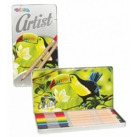 KREDKI OŁÓWKOWE ARTIST 12 KOLORÓW METAL