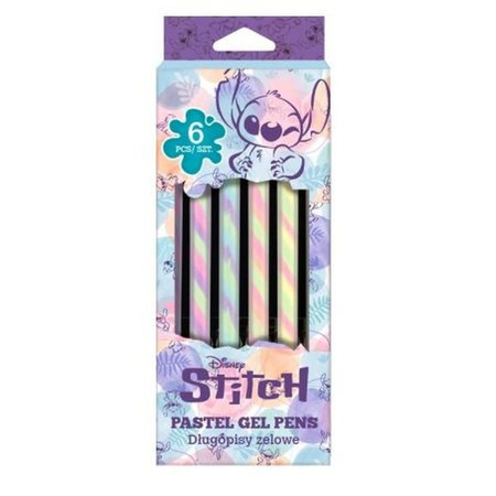 DISNEY FASHION - DŁUGOPISY ŻELOWE 6 SZT / TWIST / - STITCH PASTEL