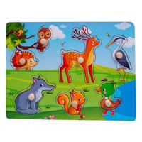 Drewniana układanka Zwierzątka leśne- 7 elementów, Smily Play