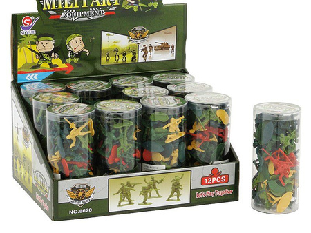 zestaw żołnierzyków w tubie, display 12szt; 29x22x15cm, Box