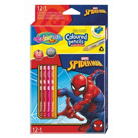 Kredki ołówkowe trójkątne 12 szt/13 kolorów Colorino Disney Spiderman