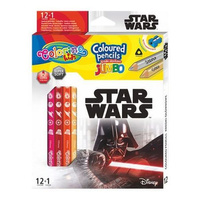 Kredki ołówkowe Jumbo trójkątne 12szt/ 13 kolorów Colorino Disney Star wars