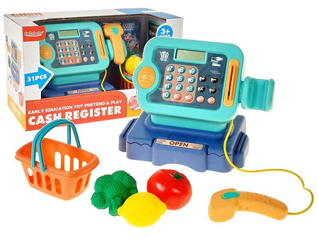 kasa sklepowa na baterie, światło, dźwięk, zakupy; 33,5x20x16,5cm, W/B