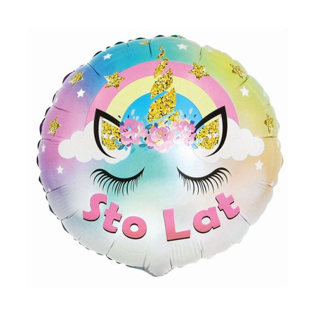 BALON FOLIA  PASTEL JEDNOROŻEC STO LAT 18'