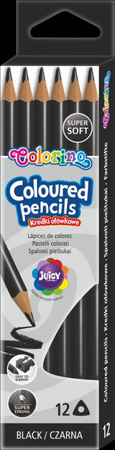 KIDS KREDKI OŁÓWKOWE TRÓJKĄTNE 12 SZTUK / CZARNE / COLORINO /12/