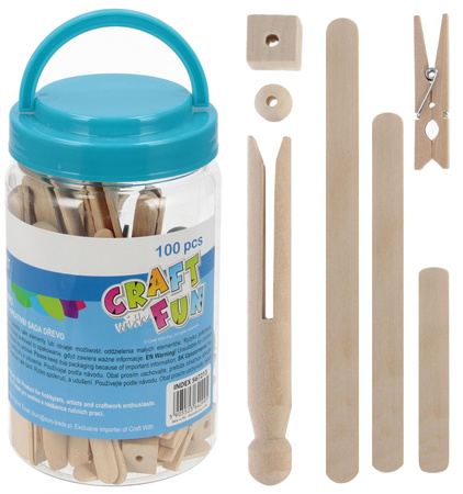 Patyczki drewniane mix tuba 100szt CRAFT WITH FUN 567213