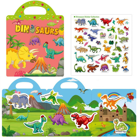 Duża Książeczka z naklejkami wielokrotnego użytku- Dinozaury, Askato