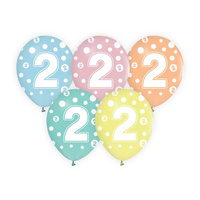 Balony z cyframi: 2, 12'/ 5 szt.