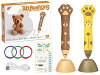 Długopis 3D, z zestawem kolorowych wkładów, kabel USB; 22x17x5cm