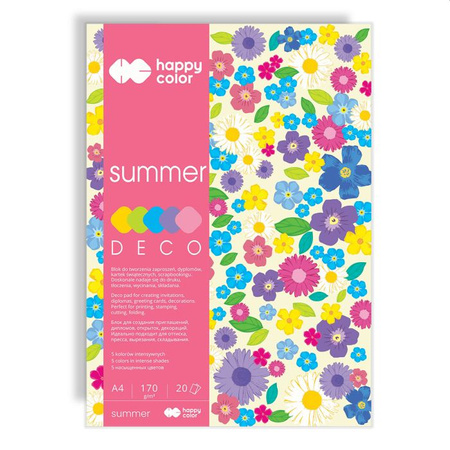 Happy color Blok kreatywny- deco SUMMER- wzory letnie, A4-170g